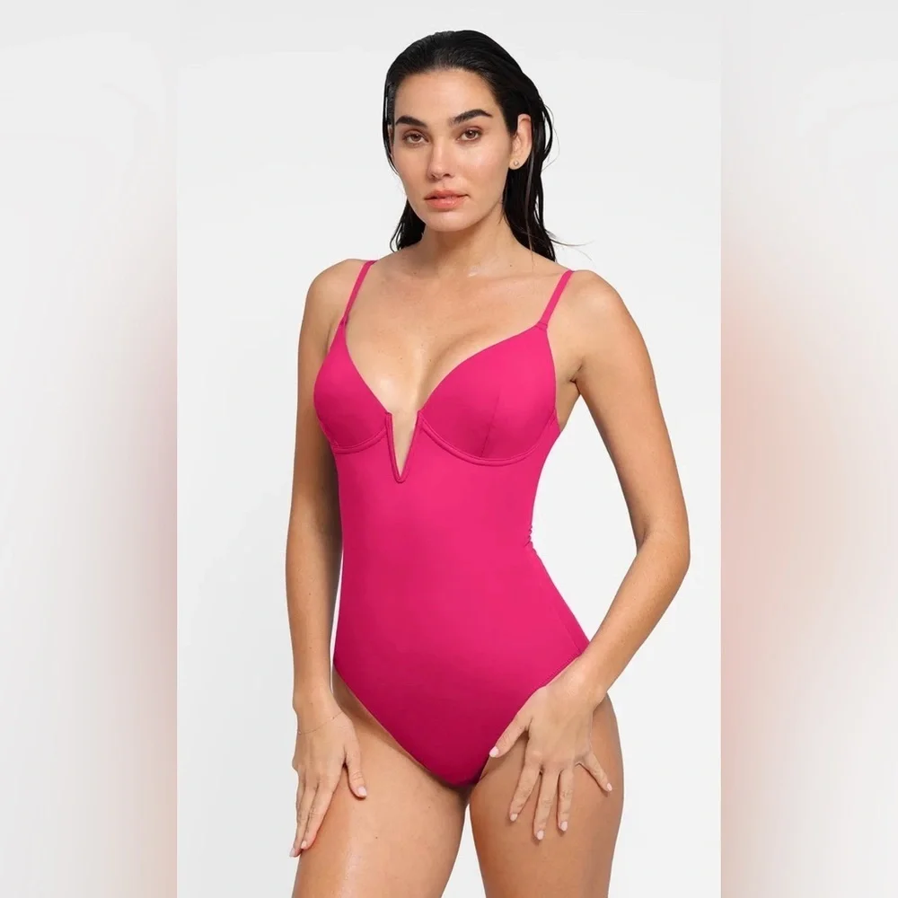 Popilush Shapewear Plunging V Slimming One-Piece Swimsuit Xlarge